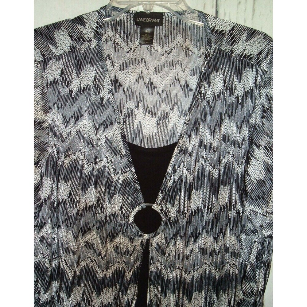 Lane Bryant Top White Black Accordion Pleat Layered look Blouse Shirt 18/20 plus